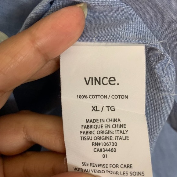Vince Mens Button Down Shirt Light Blue - Picture 8 of 10